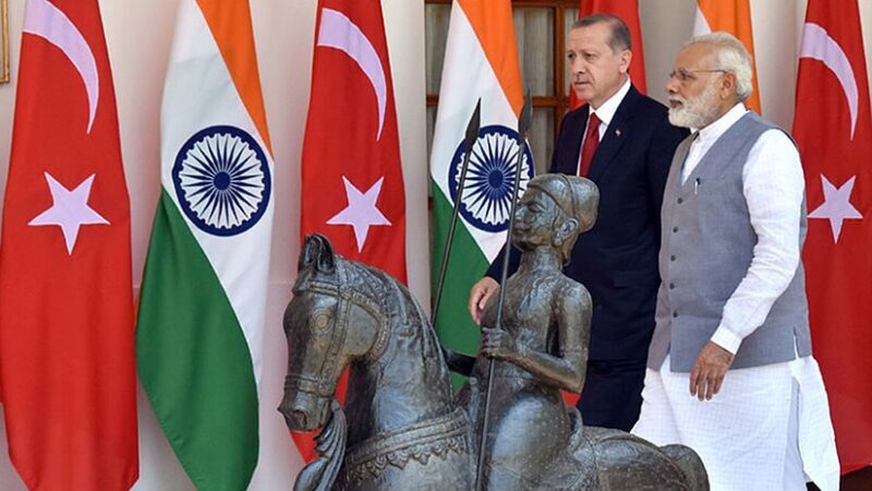 The Prime Minister, Shri Narendra Modi with the President of the Republic of Turkey, Mr. Recep Tayyip Erdogan, at Hyderabad House, in New Delhi. Photo Credit: Office of Prime Minister of India.