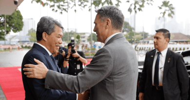 Malaysia's Defense Minister Mohamad Haji Hasan with Australia's Deputy Prime Minister and Defense Minister Richard Marles. Photo Credit: Richard Marles/Twitter