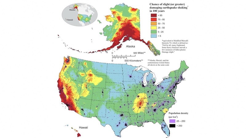 New USGS Map Shows Where Damaging Earthquakes Are Most Likely To Occur ...