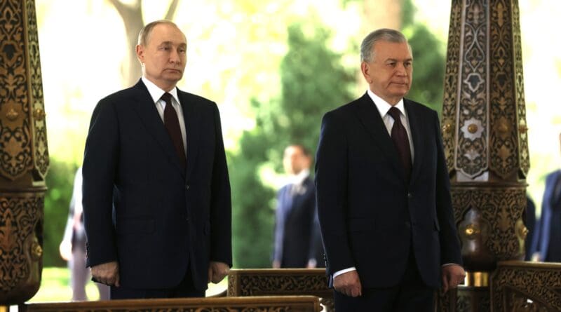 Russia's President Vladimir Putin with President of the Republic of Uzbekistan Shavkat Mirziyoyev. Photo Credit: Kremlin.ru