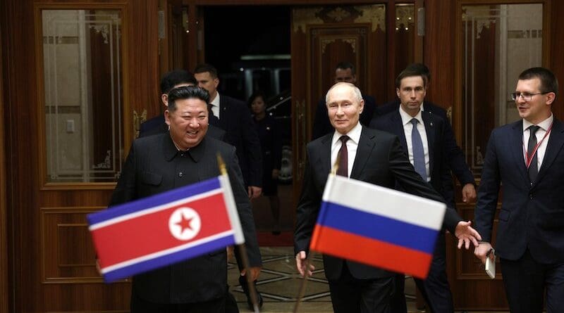 Russia's President Vladimir Putin arrived in Pyongyang. With Chairman of State Affairs of the Democratic People’s Republic of Korea Kim Jong-un. Photo Credit: Kremlin.ru