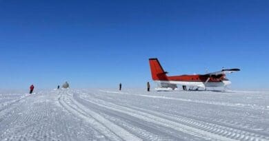 The United States Antarctic Program fuel cache in the middle of the Ross Ice Shelf, located off the South Pole Traverse Road that connects McMurdo Station to South Pole Station CREDIT: Picture taken 19 Dec 2023 by David Mikolajczyk.