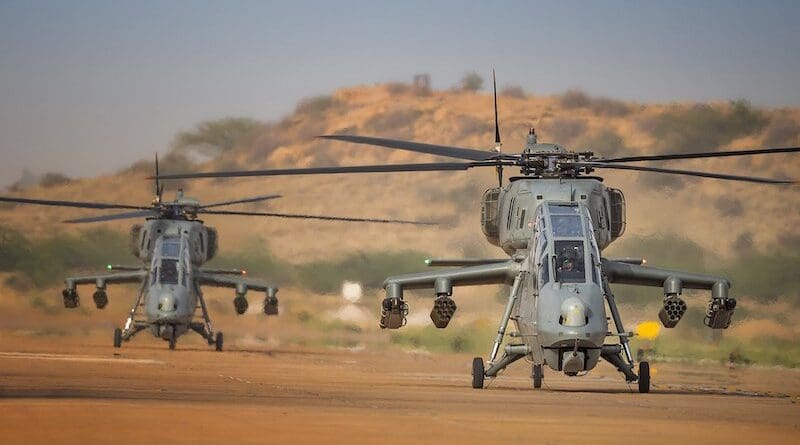 HAL Prachand helicopters taxiing at Jodhpur Air Force Station. Photo Credit: India govt, Wikipedia Commons