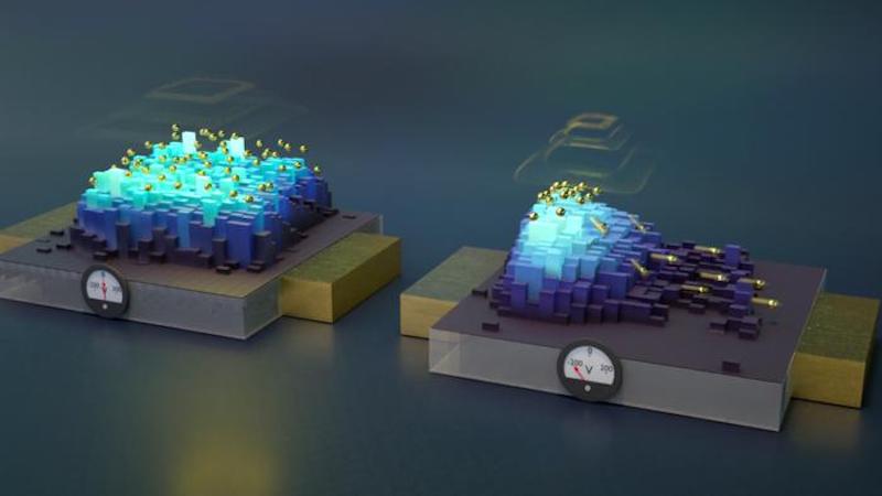 The device uses a simple electric diode to manipulate qubits inside a commercial silicon wafer. CREDIT: Second Bay Studios/Harvard SEAS