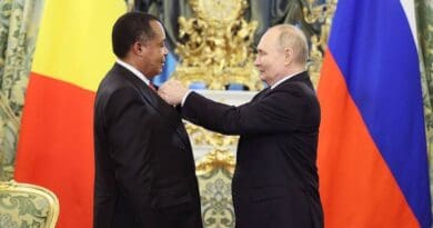 Russian President Vladimir Putin awards the Order of Honor to Congolese President Denis Sassou Nguesso. (photo supplied)
