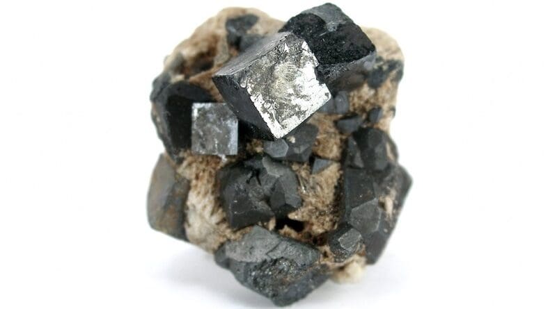 Crystals of perovskite on matrix. Photo Credit: Rob Lavinsky, iRocks.com, Wikipedia Commons