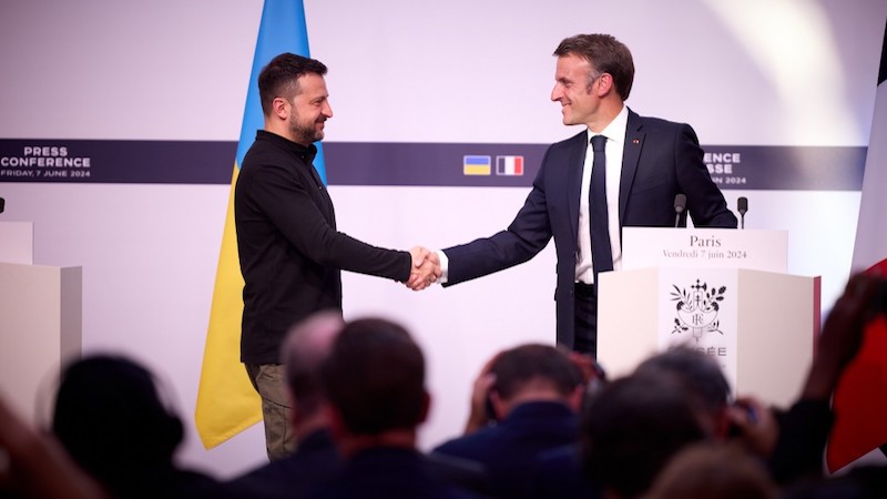 Ukraine's President Volodymyr Zelenskyy with France's President Emmanuel Macron. Photo Credit: Ukraine Presidential Press Service