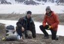 The study’s authors – researchers Juan Carlos Trejos-Espeleta and Dr. James Bradley, at the study site: the forefield of Midtre Lovénbreen glacier, Svalbard. CREDIT: James A. Bradley