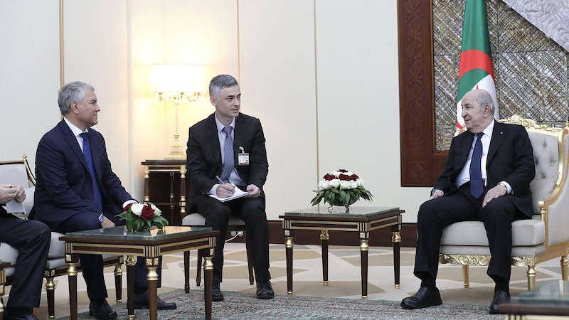 State Duma Chairman Vyacheslav Volodin and Algerian President Abdelmadjid Tebboune. Photo Credit: State Duma
