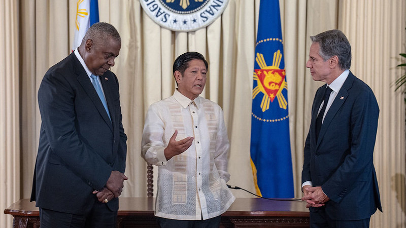 Secretary Antony J. Blinken and Secretary of Defense Lloyd J. Austin III meet with Philippine President Ferdinand Marcos Jr. in Manila, Philippines, July 30, 2024. (Official State Department photo by Freddie Everett)