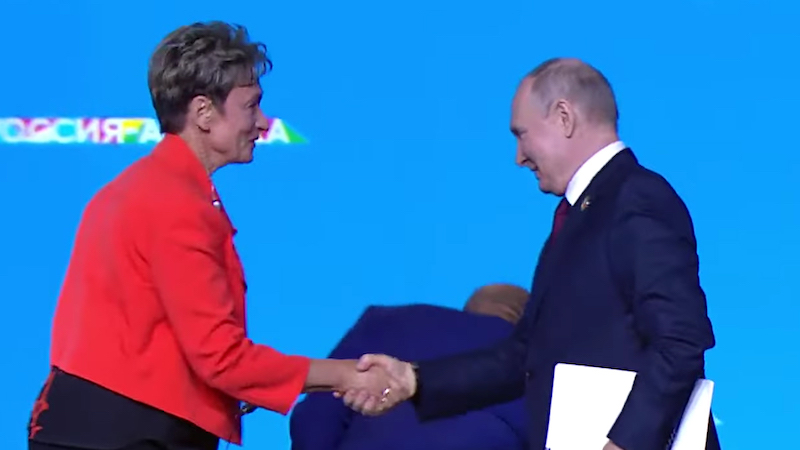 File photo of Prof. Irina Abramova and Russian President Vladimir Putin. (photo supplied)