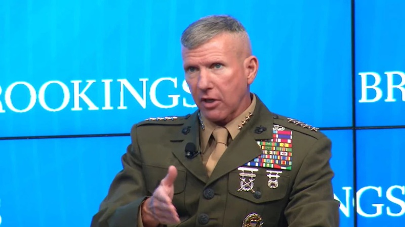 Commandant of the Marine Corps Gen. Eric Smith speaks at the Brookings Institution in Washington, July 2, 2024. Photo Credit: DOD