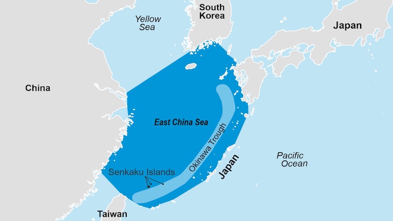Map of East China Sea. Credit: U.S. Energy Information Administration (EIA), Marine Regions, and World Bank