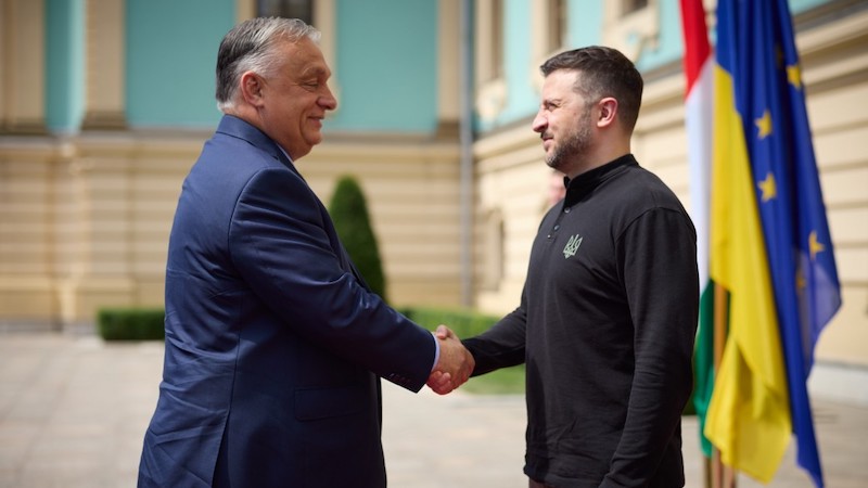 Hungary's Prime Minister Viktor Orban (left) meets in Kyiv with Ukraine's President Volodymyr Zelenskiy. Photo Credit: Ukraine Presidential Press Service