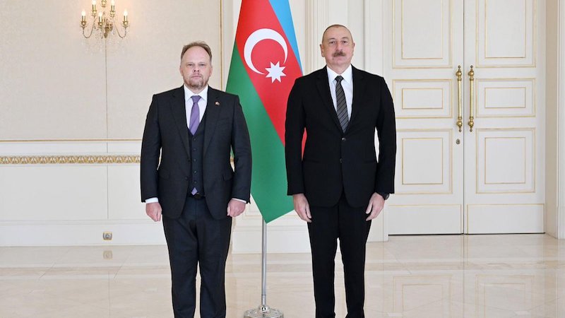 Canada's Ambassador Kevin Hamilton with Azerbaijan's President Ilham Aliyev. Photo Credit: Azerbaijan Presidential Press Service