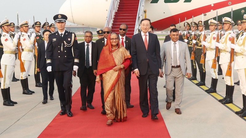 Bangladesh's Prime Minister Sheikh Hasina arrives at China's Beijing Capital International Airport. Photo Credit: PM Office, X