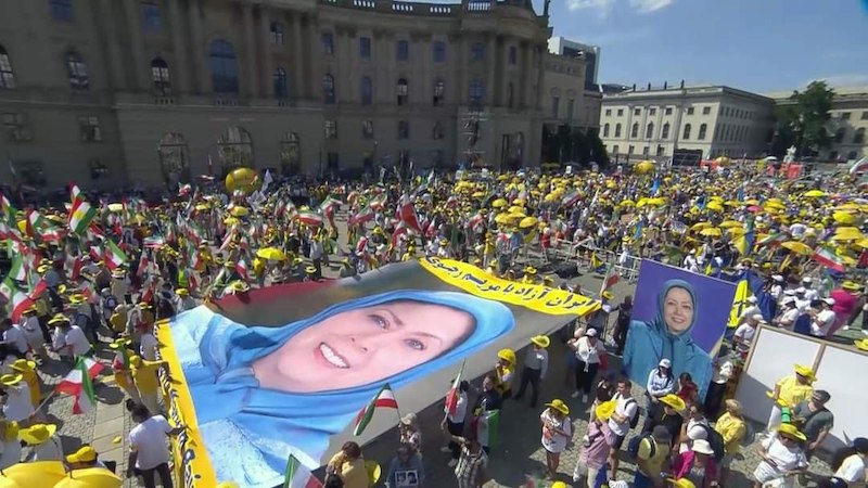 PMOI supporters protest in Berlin, Germany. Photo Credit: PMOI