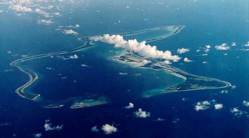 Aerial photograph of Diego Garcia, the largest island of the Chagos Archipelago, and which has been used as a joint UK-U.S. military base since the 1970s. Photo Credit: DOD, Wikipedia Commons