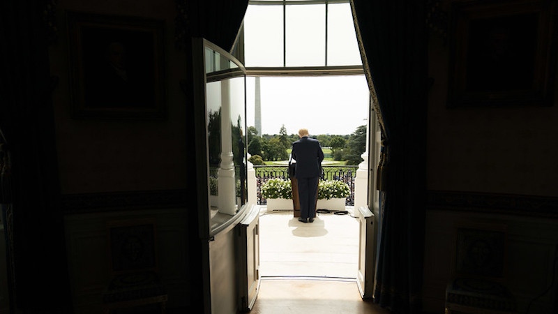 President Donald J. Trump speaks from the Blue Room balcony Tuesday, Sept. 15, 2020, at the White House. (Official White House Photo by Shealah Craighead)